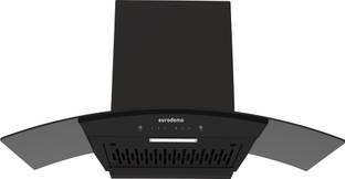 Eurodomo HOOD INDIGO IN HC SC FL BK 90 Auto Clean Curved Glass 90 cm|Filterless|Heat Autoclean| Touch ...