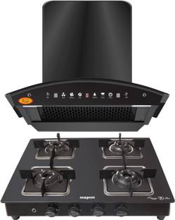 Maplin Combo of Auto Ignition Gas Cooktop and SS60 Net (60cm) Auto Clean Wall Mounted Black 1400 CMH C...
