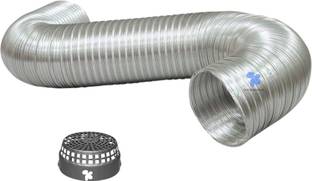 AMPEREUS 6 inch 10 ft Chimney Pipe with Cowl Cover Premium Aluminum Duct Pipe ( Extend upto 10 Feet) Hose Pipe
