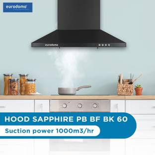 Eurodomo HOOD SAPPHIRE PB BF BK 60 Pyramid Shape 60 cm| 3 Layer Baffle Filter|Powerful suction | 5 Yea...