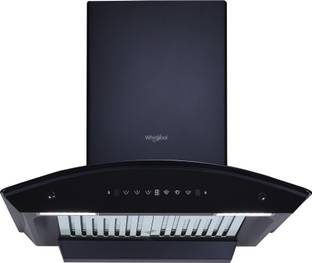 Whirlpool CGBF PRO 603 HAC BK HOOD Auto Clean Curved Glass 60 cm| 11 Years Motor Warranty| Heat Autoclean| Gesture Control| Baffle Filter|Powerful Suction | Low Noise Wall Mounted Black 1500 CMH Chimney