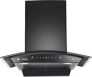 Hindware DIVINA 75 | Filter-Less | Powerful Suction | 3 Speed Gesture Control | Auto Clean Wall Mounted Black 1200 CMH Chimney