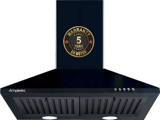 Amplesta EcoFlow 60cm Pyramid Kitchen chimney, 1150 CMH, Baffle Filter, 130W Copper Motor Wall Mounted Black 1150 CMH Chimney