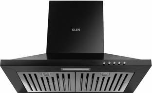 Glen Chimney Mia BLK 60 1100M3 BF LTW Pyramid 60 cm| Baffle Filter | Low Noise Wall Mounted Black 1100...