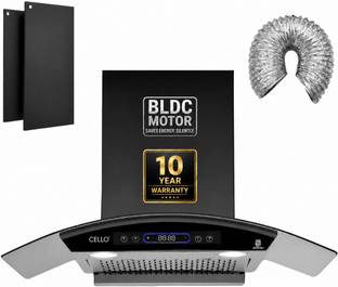 Cello Curvv | BLDC Motor | Powerful Suction | 10 Years Motor Warranty 1600 CMH 90 cm Auto Clean Chimne...