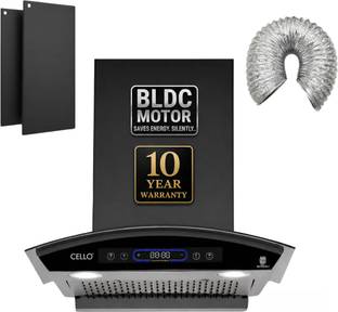 Cello Curvv | BLDC Motor | Powerful Suction | 10 Years Motor Warranty 1600 CMH 60 cm Auto Clean Chimne...