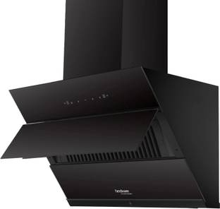 Hindware Smart Appliances Greta Neo 75 Auto Clean | Maxx Technology | Slant | Filterless | Touch Control | Motion Sensor | 10 Years Motor Warranty | Energy Efficient LED Light | Powerful Suction | Low Noise | Wall Mounted Black 1350 CMH Chimney