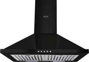 Glen Chimney Mia BLK 60 1100M3 BF LTW Pyramid 60 cm| Baffle Filter | Low Noise Wall Mounted Black 1100...