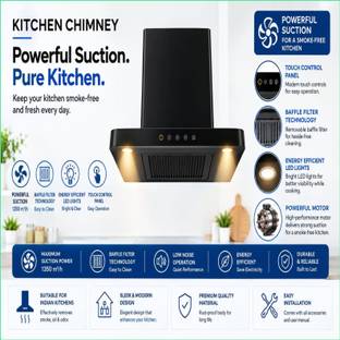 AKSHA INDIA 65 Speed Suction Power 2000 Auto Clen Tuch Panel@98 2000 CMH 60 cm Auto Clean Chimney
