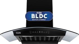 Glen ISPA BLDC AC BL 90cm Auto Clean Curved Glass 90 cm|BLDC Motor|Touch & Gesture Control| Autoclean| Filterless|Powerful Suction | Low Noise Wall Mounted Black 1400 CMH Chimney