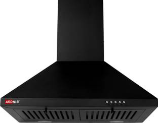 Ardnib Beeta BK 60cm, 7 Yrs Motor Warranty, 1200 CMH Suction, Baffle Filters, Wall Mounted Black 1200 CMH Chimney