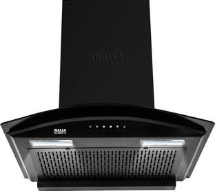Inalsa Zylo 60PBAC Filterless 1250 m³/hr Curved Glass, Push Button Control Auto Clean Wall Mounted Black 1250 CMH Chimney