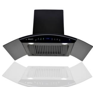 Kraft Italy CHIMNEY VIYA 90 CM Auto Clean Wall Mounted BLACK 1650 CMH Chimney