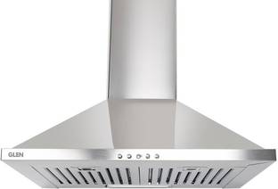 Glen Pyramid Kitchen Chimney 6050 Junior DX Stainless Steel Baffle Filters 60 cm 1000 m3/h Wall Mounte...
