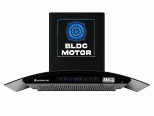WONDERCHEF Ultra Curve 90 cm Filterless BLDC Auto Clean Wall Mounted Black 1700 CMH Chimney