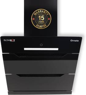 BLOWHOT 60cm Ornate Plus 1450 m3/h Suction, Filterless, Touch Control, Led Lights Auto Clean Wall Mounted Black 1450 CMH Chimney