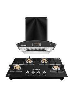 Maplin Combo of Gas Cooktop model GH04 & Voice Chimney SS60 (60 cm) 1400 CMH 60 cm Auto Clean Chimney