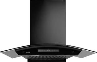 Kaff KEC 90A-DC BLDC Motor Curved Glass, Filterless, 9 Speed, Real Time Display Auto Clean Wall Mounted Black 1400 CMH Chimney