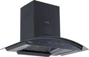 Hindware ZINNIA BLK 75 MaxX SILENCE CHIMNEY | Filterless | 32% Less Noise | Auto Clean Wall Mounted Black 1350 CMH Chimney