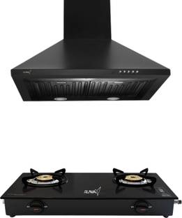 RUWA GARNET + LCG2 COMBO Wall Mounted Black 800 CMH Chimney