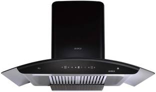 Elica WD TBF HAC 90 MS NERO Auto Clean Curved Glass 90 cm| 15 Years Motor Warranty| Heat Autoclean| Gesture Control| Baffle Filter|Powerful Suction | Low Noise Wall Mounted Black 1500 CMH Chimney