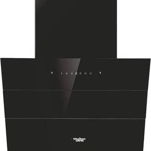 Khaitan Orfin 60CM Motion Sensor and Hydraulic Glass(FERN) Auto Clean Wall Mounted BLACK 1400 CMH Chimney