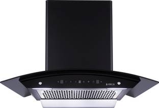Elica WDFL 750 HAC LTW MS NERO Auto Clean Curved Glass 75 CM | 15 Years Motor Warranty|Heat Autoclean| Gesture Control| Filterless|Powerful Suction | Low Noise Wall Mounted Black 1350 CMH Chimney