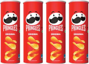 Pringles Potato Chips Original Pack of 4, Salted Flavor, Crispy Snack for Game Nights Chips