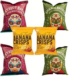 Café Coffee Day Funza Nachos & Chips Combo (Beetroot, Spinach, Banana Bites- Pack of 2 each) Nachos