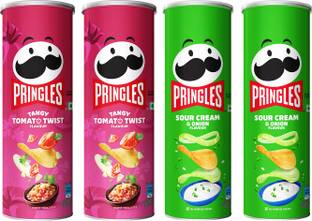 Pringles Potato Chips Tangy Tomato + Sour Cream Flavor, Crispy Snack for Game Nights Chips