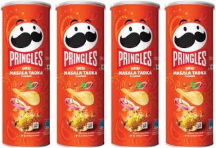 Pringles Potato Chips Desi Masala Tadka Flavor Pack of 4, Crispy Snack for Game Nights Chips