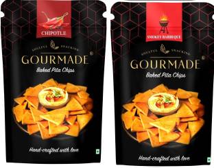 Gourmade Baked Pita Chips | Chipotle And Smokey Barbeque | Pack of 2| Chips