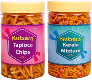 nutsara Kerala Mixture (200g)and Tapioca Chips (125g)Combo (325GM) Chips