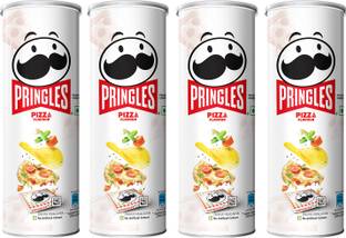 Pringles Potato Chips Pizza Flavor Pack of 4, Crispy Snack for Movie & Game Nights Chips