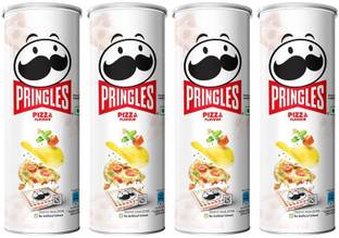 Pringles Potato Chips Pizza Flavor Pack of 4, Crispy Snack for Movie & Game Nights Chips