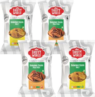 Tasty World Banana Chips 2 Flavour Combo - Salt And Peri Peri Chips