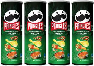 Pringles Potato Chips Peri Peri Flavor Pack of 4, Crispy Snack for Movie & Game Nights Chips