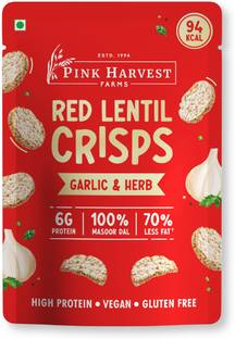 PINK HARVEST FARMS Red Lentil Crisps-Garlic and Herb Light. Crispy No Rice, Potato, Corn or Wheat. Chips