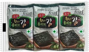 BINARI Seasoned Crispy Seaweed | Olive Oil Flavor | Korean Origin Seaweed Snack Pack 3 Chips