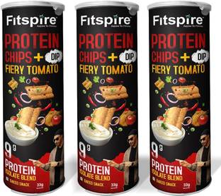 Fitspire Fiery Tomato Protein Chips | 9g Protein | Fibre Rich, Healthy Baked Snacks Protein Blends