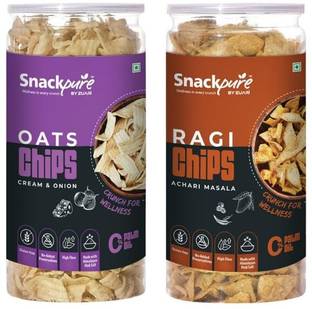 SNACKPURE BY ZUARI Moong Dal Chips Garlic Flavor & Soya Sticks Peri Peri Flavor Chips