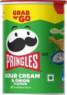 Pringles Sour Cream & Onion Flavored Potato Chips, Crispy Snack, On-the-Go Chips