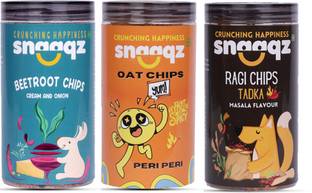 Snaaqz Beetroot Cream & Onion + Peri Peri Oat + Ragi Masala Chips