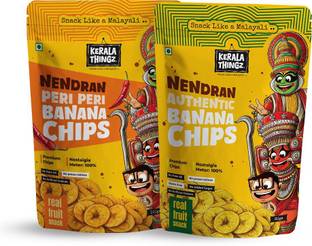 Kerala Thingz 180g Combo Nendran Banana Chips | Peri Peri (100g) & Authentic (80g) Chips