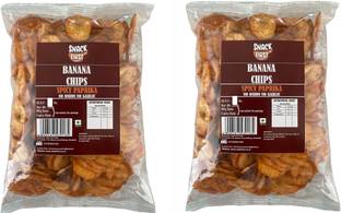 SNACK FIRST Banana Chips Crispy Snack, Combo of 2, Spicy Paprika Flavor Chips