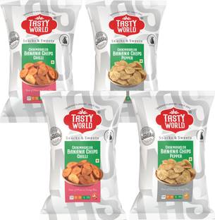 Tasty World Banana Chips 2 Flavour Combo - Chilli And Pepper Chips