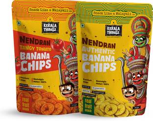 Kerala Thingz 180g Combo Nendran Banana Chips | Tangy Tomato 100g & Authentic 80g Chips