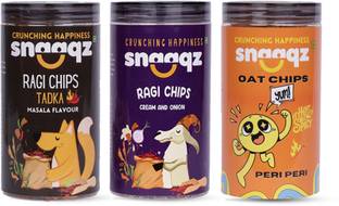 Snaaqz Peri Peri Oat + Ragi Cream & Onion + Ragi Masala Chips
