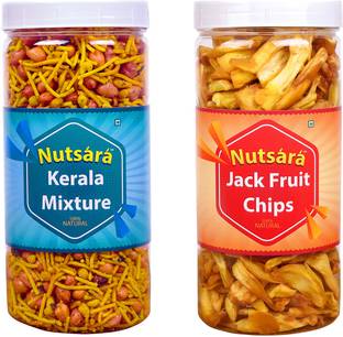nutsara Jackfruit Chips (250g) and Kerala Mixture (350g)Combo (600GM) Chips