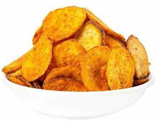 Delight Foods Chilli Banana Chips - Karnataka Classic Snacks |Fried in Cold Pressed Sunflower Oil | No Preservatives | Namkeen | Savory | Spicy Banana Chips Chips